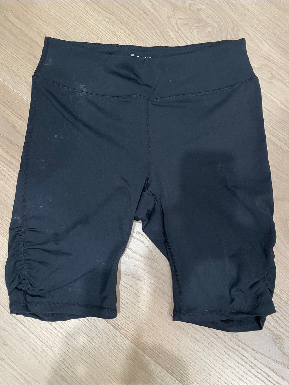 GAIAM Black High-Rise Ruched Bike Shorts